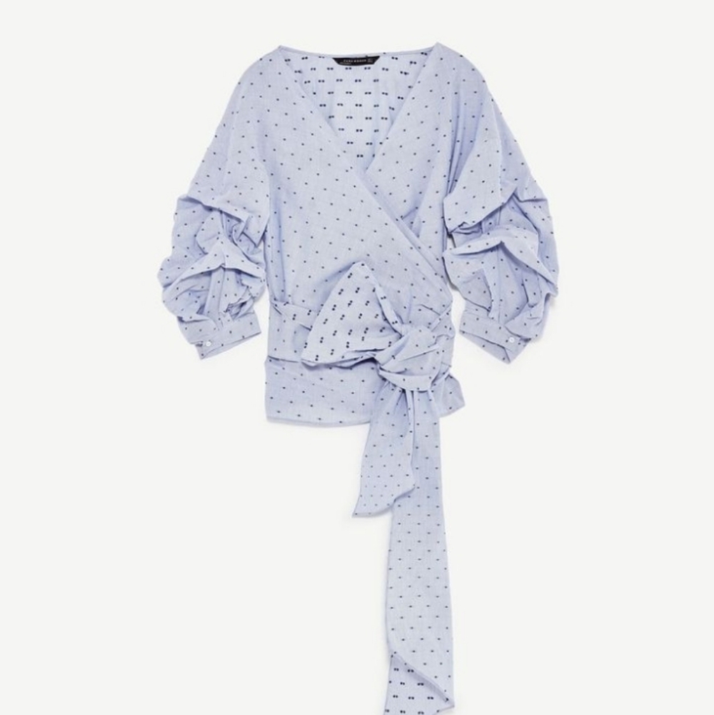 Zara Blue Wrap Top
